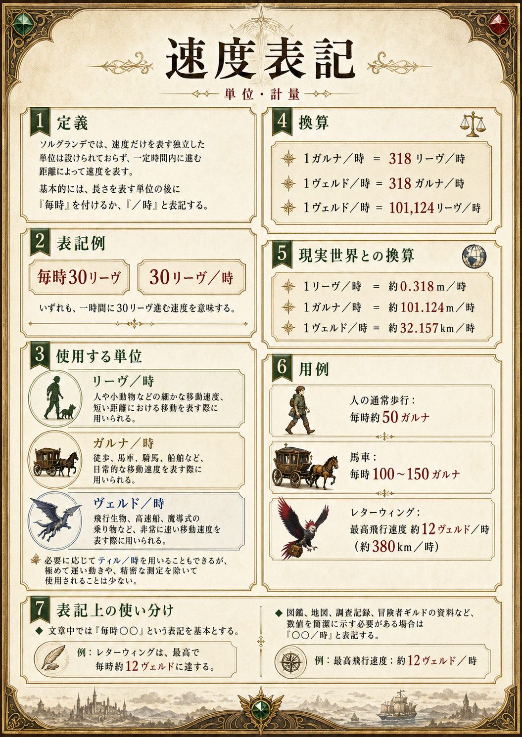 ソルグランデの速度表記と換算の解説図